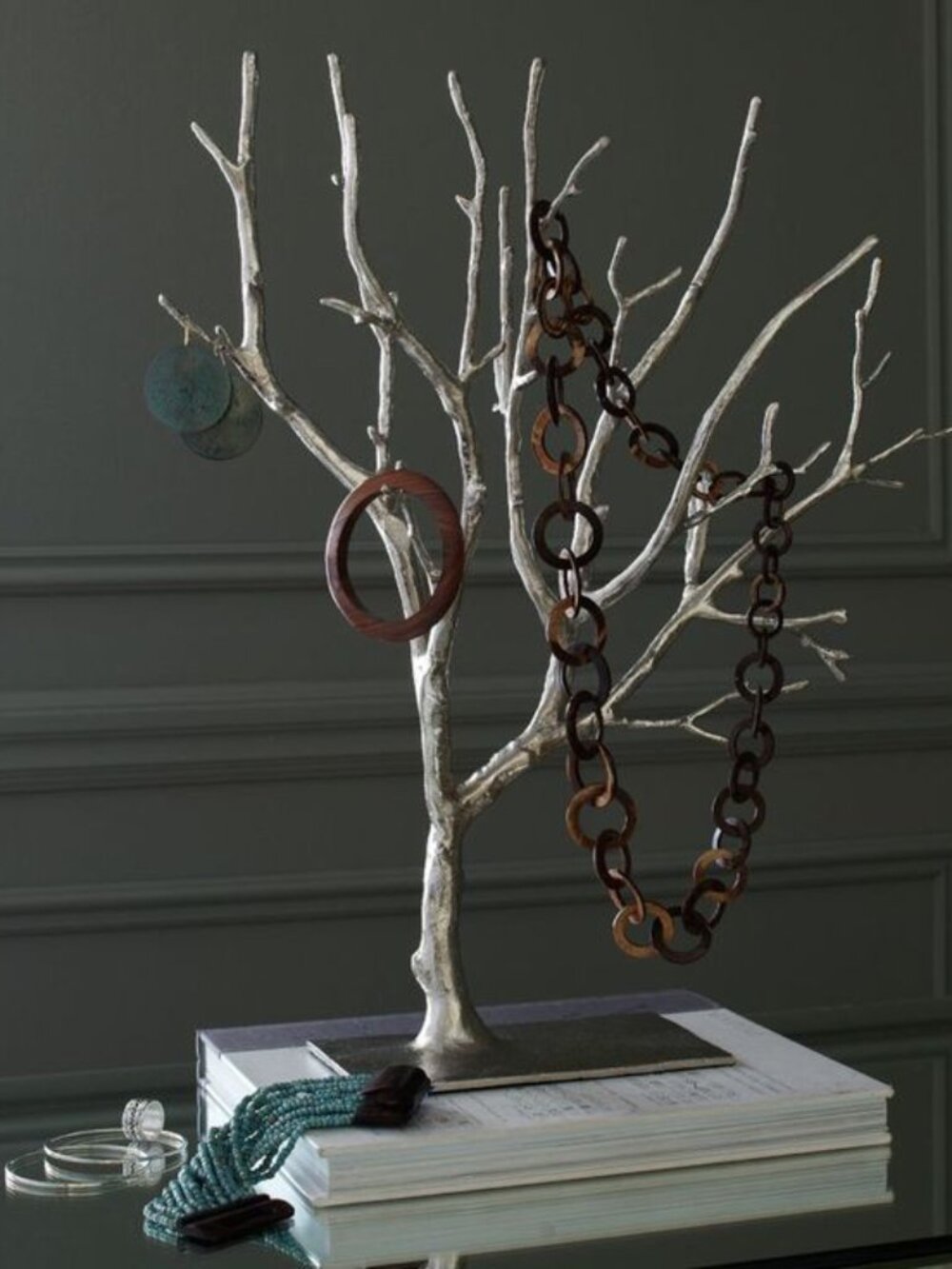 West Elm Extra Large Cast Metal Silver Jewelry Tree Branch Holder Discontinued